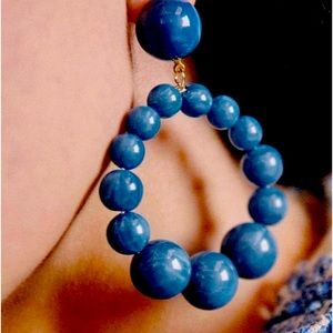 Sezane CHARLIE Earrings Denim Blue NWT